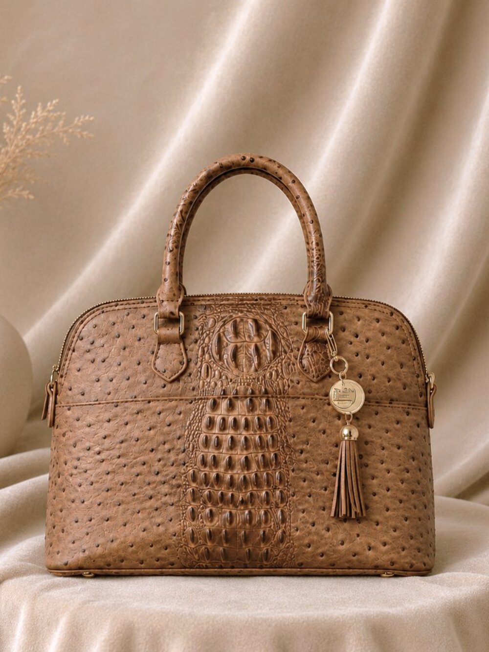 Women's Brown Alligator Look Purse OS